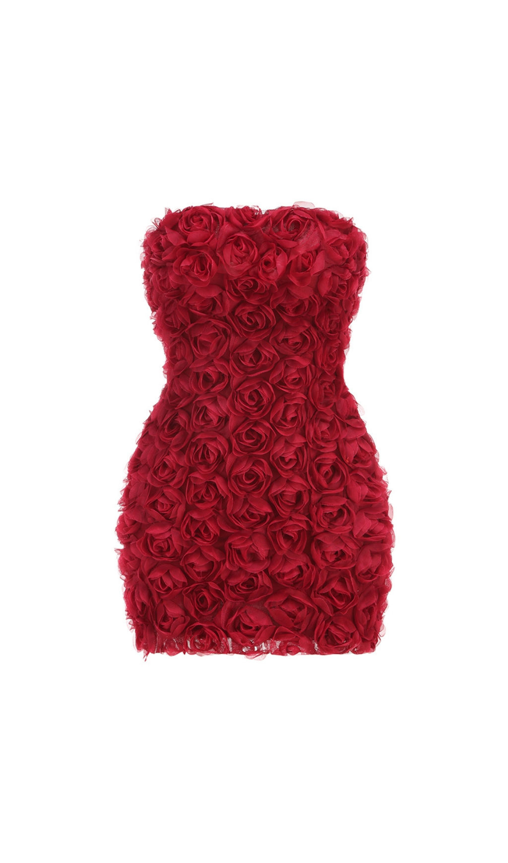 Fashionslee Women Cicero Red Strapless Flower Mini Dress