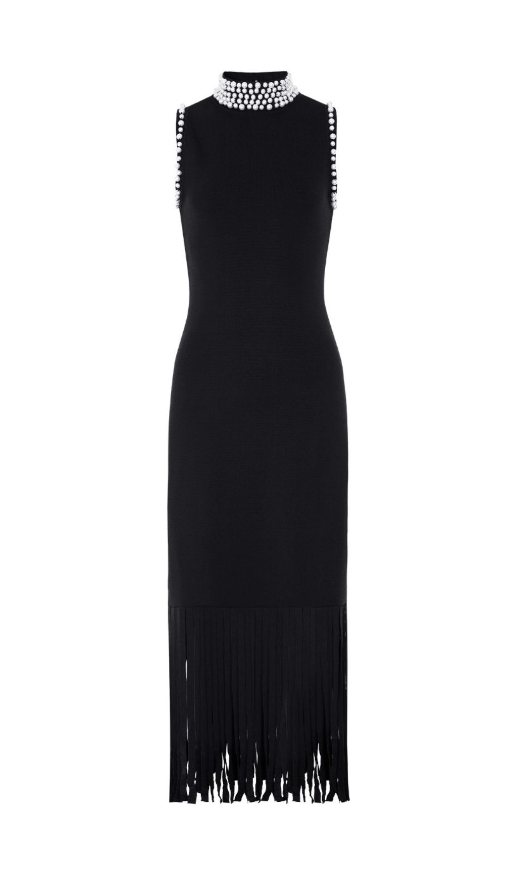 Fashionslee Women Junko Sleeveless Pearl Tassel Knit Maxi Dress