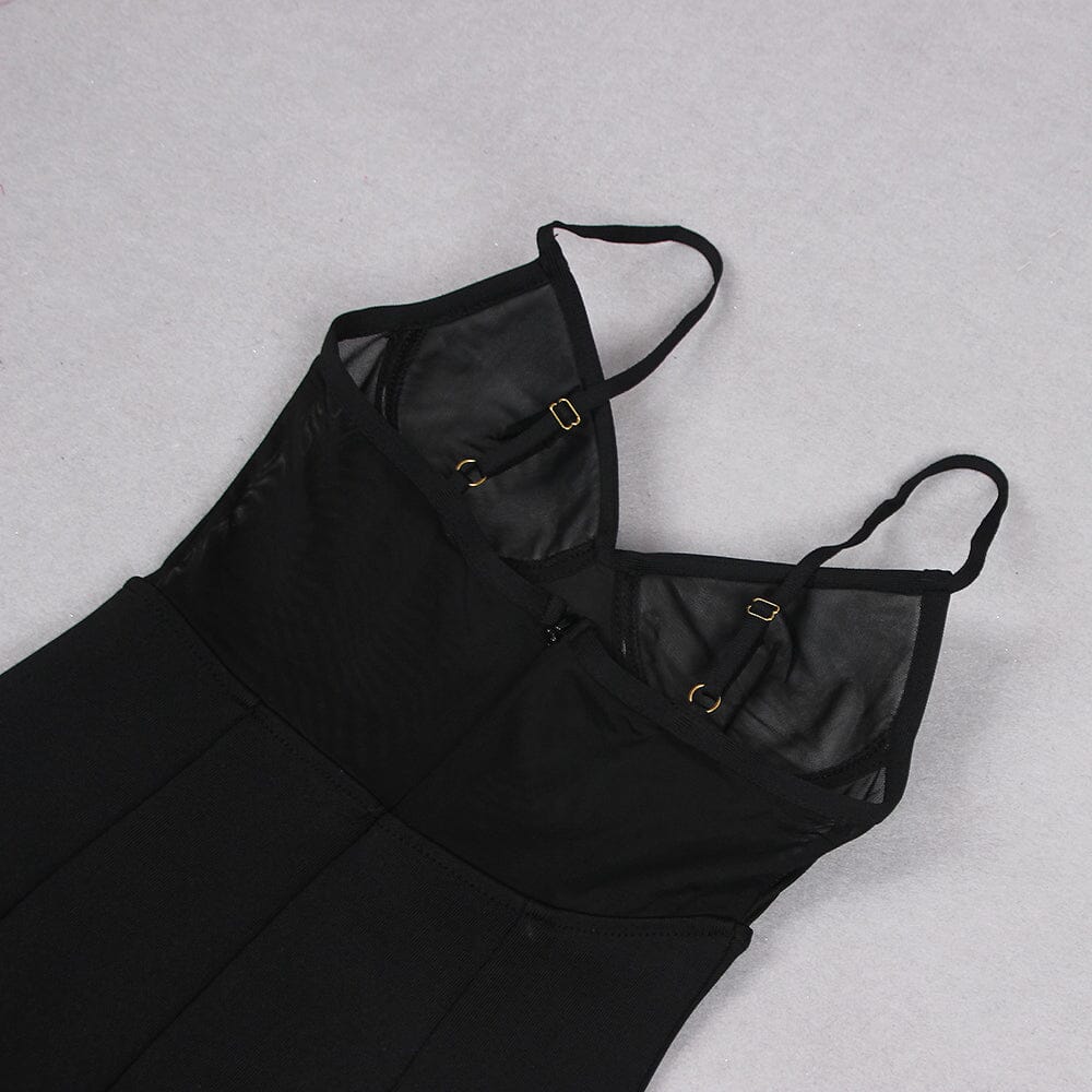 Fashionslee Women Starfish Embellished Mesh Bodice Maxi Dress In Black