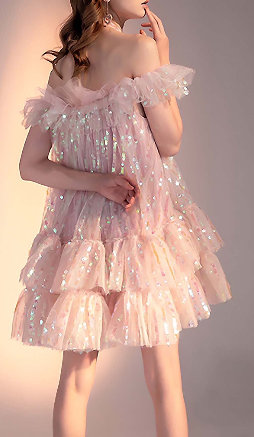 28cd6d54c27ef9351d60ca86452e6121.jpeg Fashionslee Women Halter Sequins Mini Dress In Pink