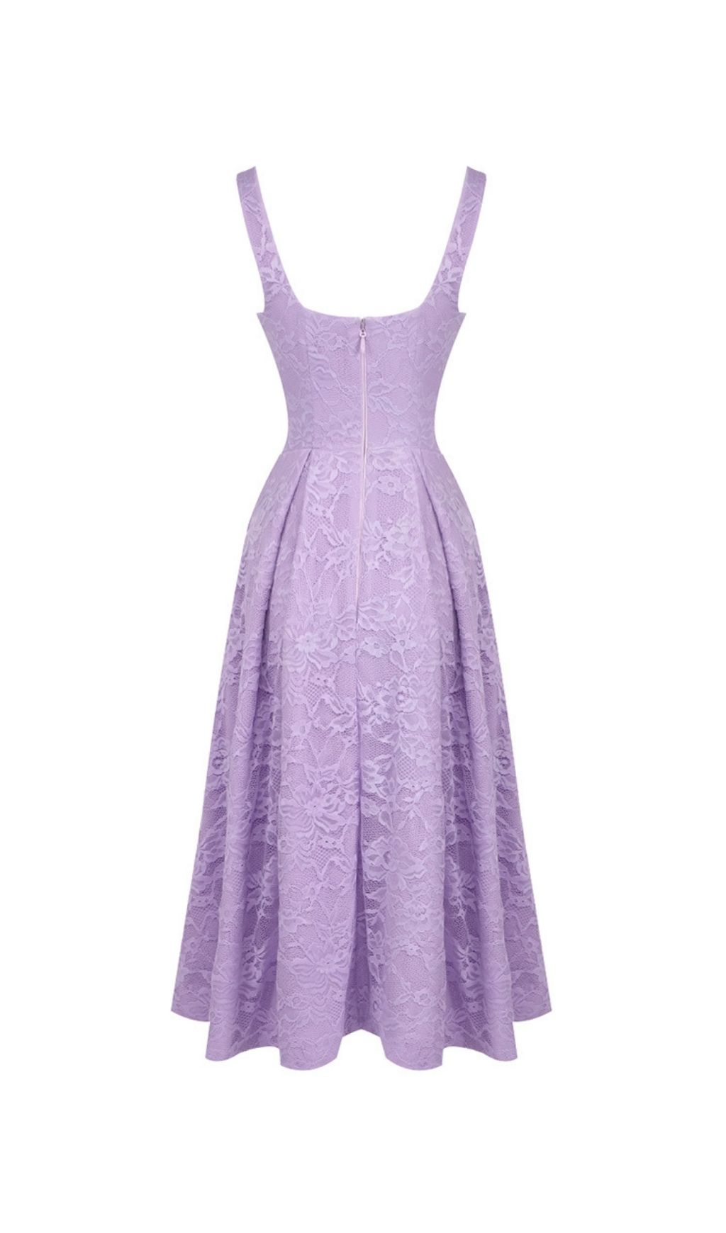 Fashionslee Women Keona Purple Lace Square Neck Midi Dress