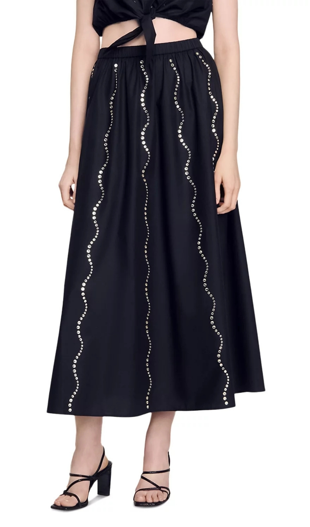 Fashionslee Women Rhinestone Maxi Skirt