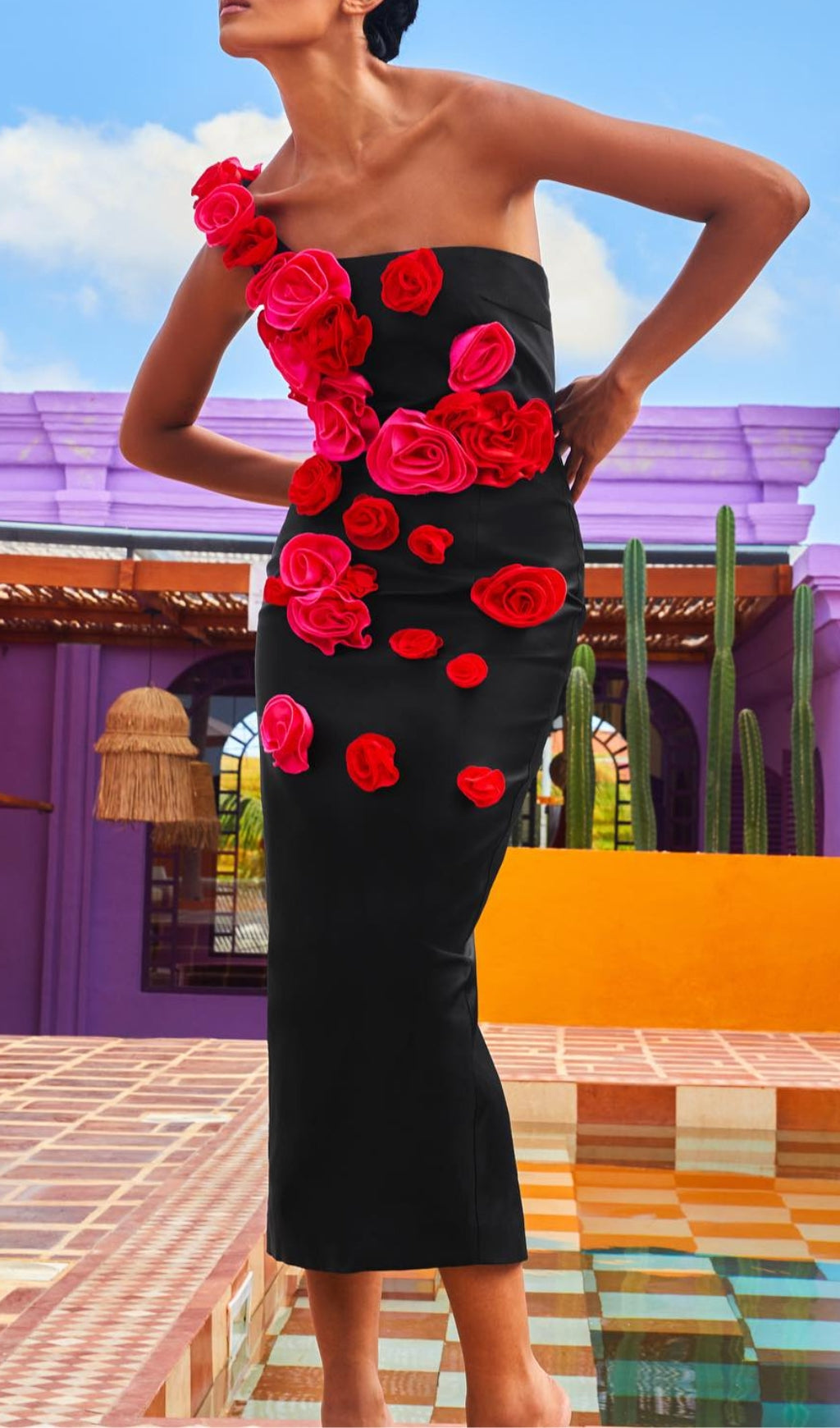 Fashionslee Women Azania One Shoulder Flower Bandage Dress