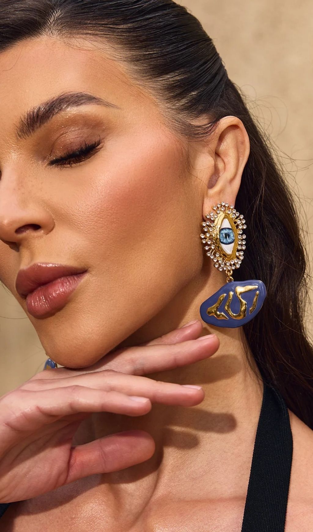 291abe8b629070296180f47b29ea1f44.jpg Fashionslee Women Chimene Rhinestone Eye Earrings