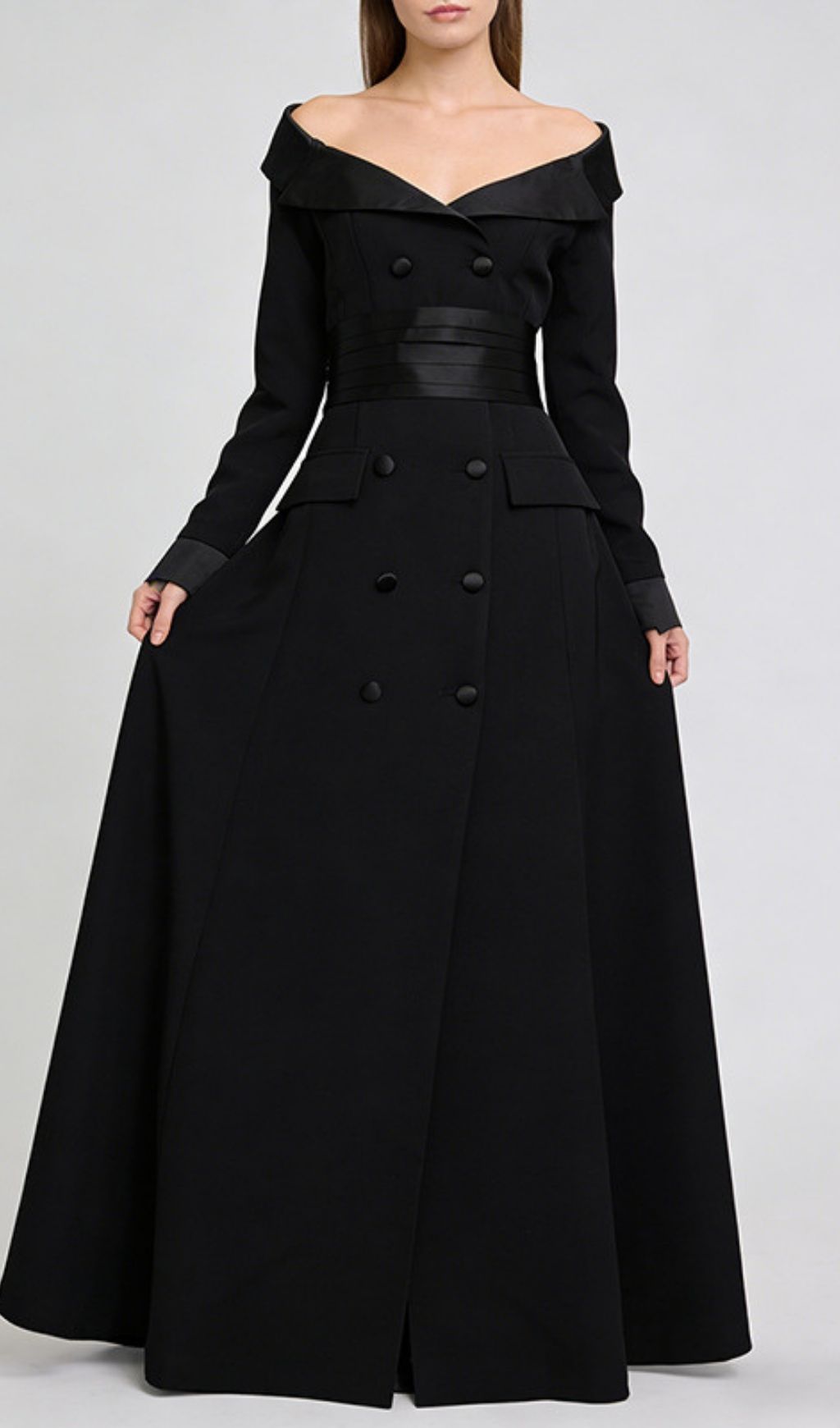 Fashionslee Women Kazi Black Blazer Maxi Dress