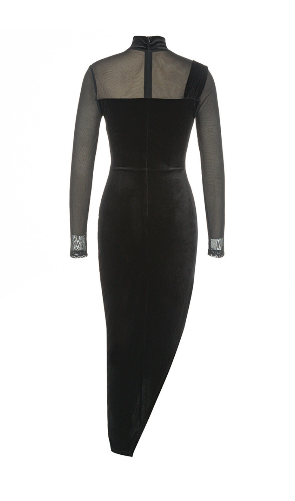 2955e37c2732acf0a4a0ce088b49d30e.jpeg Fashionslee Women Alessia Black Mesh Velvet Midi Dress