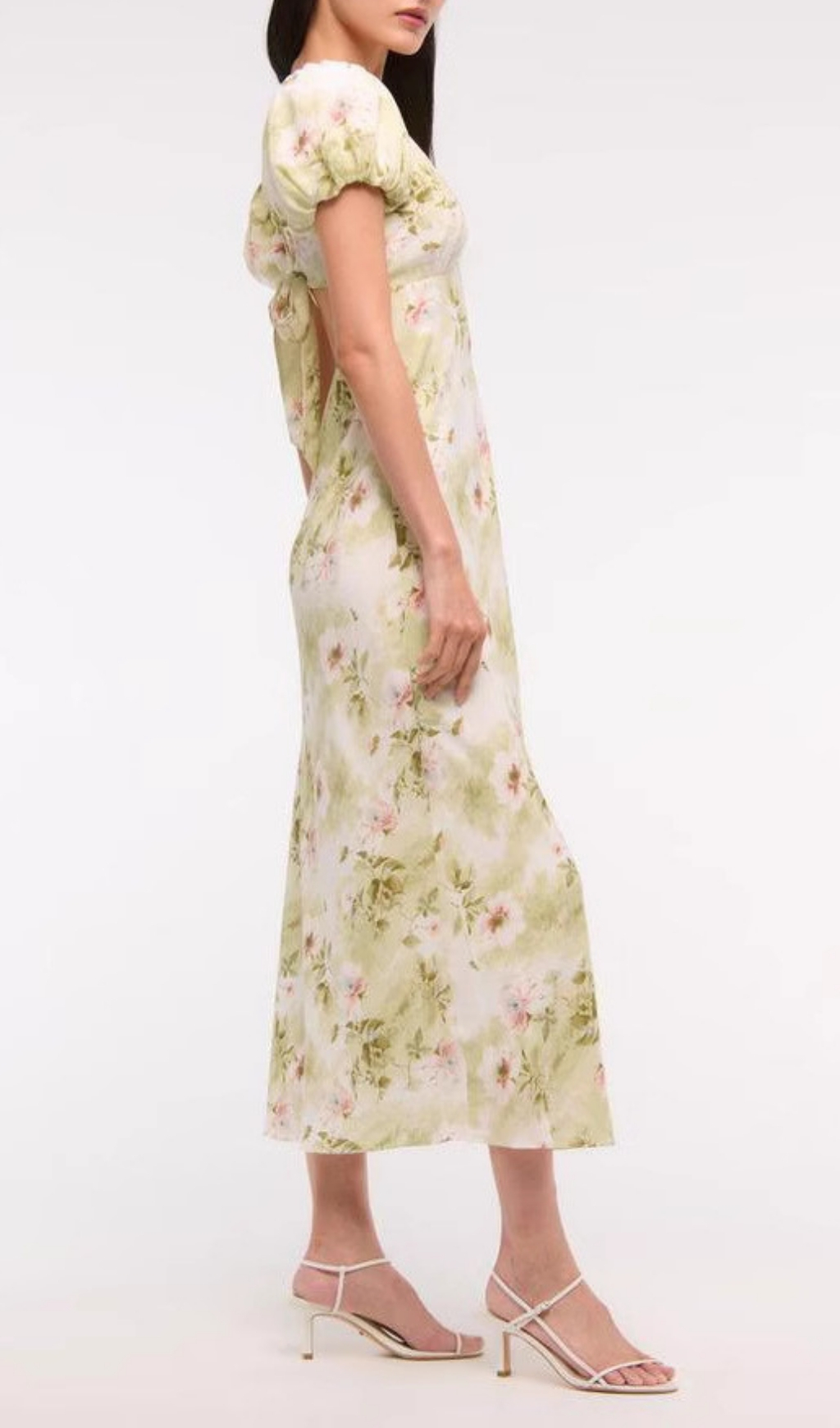 Fashionslee Women Eligio Floral Puff Sleeve Midi Dress
