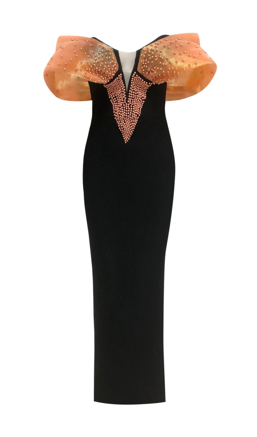 Fashionslee Women Farrah Off-Shoulder Beaded Maxi Dress