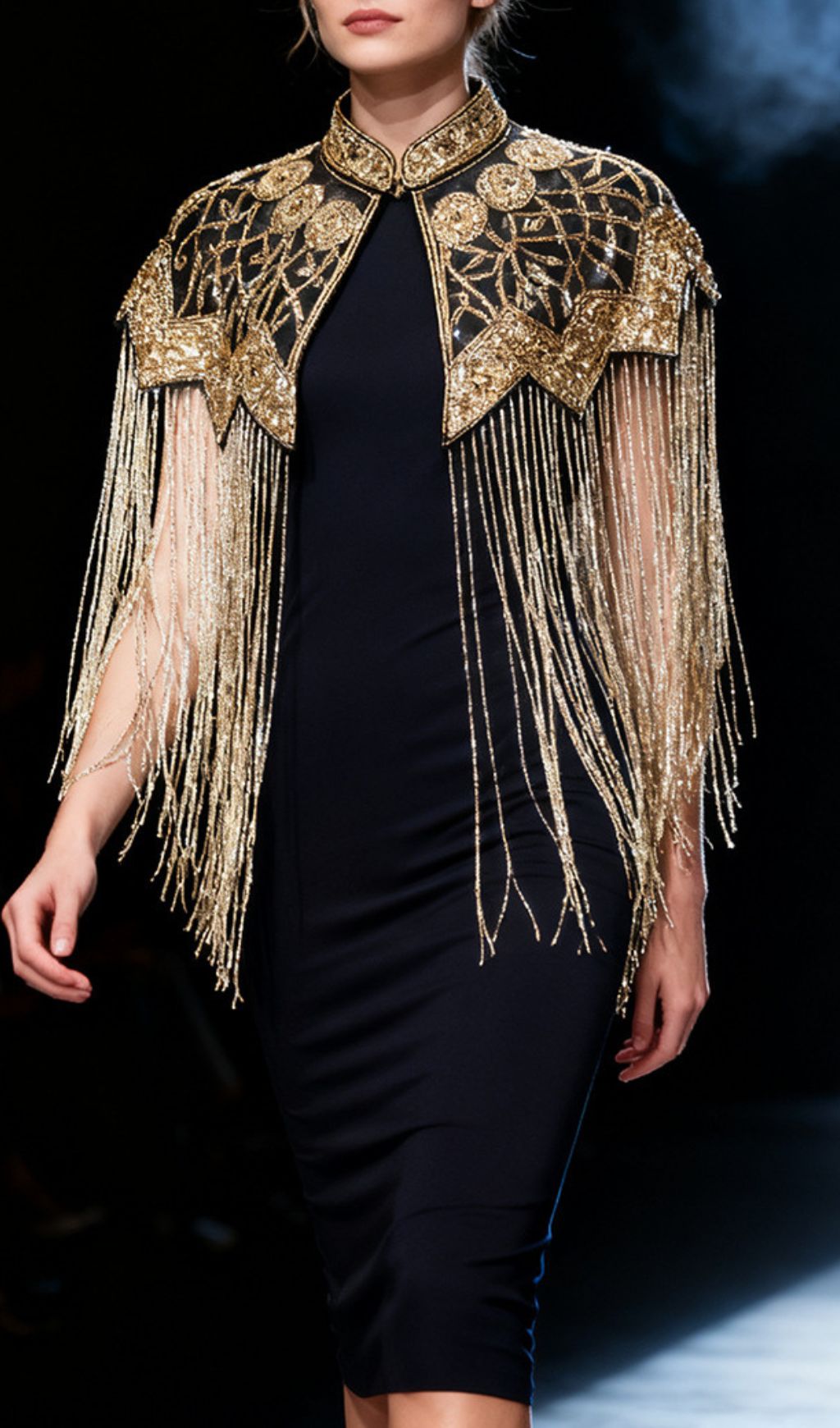 Fashionslee Women Idana Gold Beaded Fringed Shawl