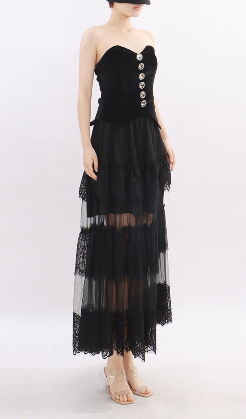 29ac2b1da80f5c7df7c207955bc074b6.jpg Fashionslee Women Kaliyah Black Strapless Lace Maxi Dress