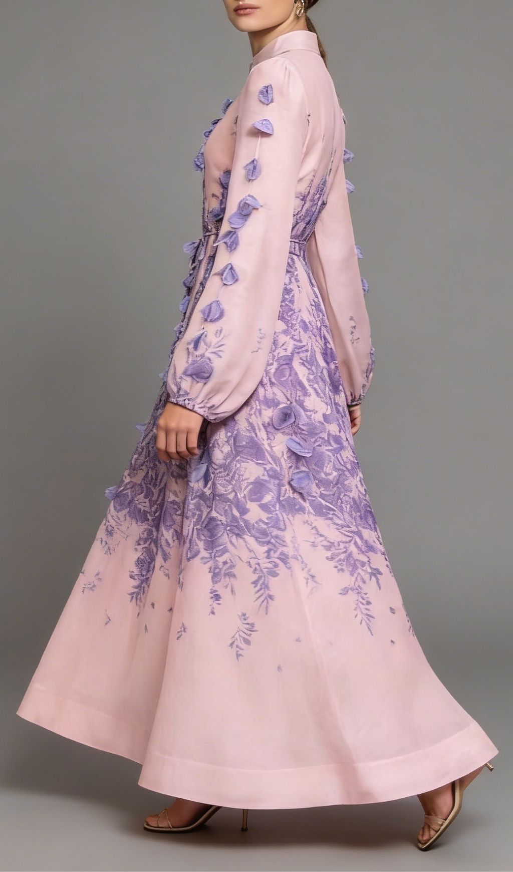 Fashionslee Women Karsyn Purple Flower Long Sleeve Maxi Dress