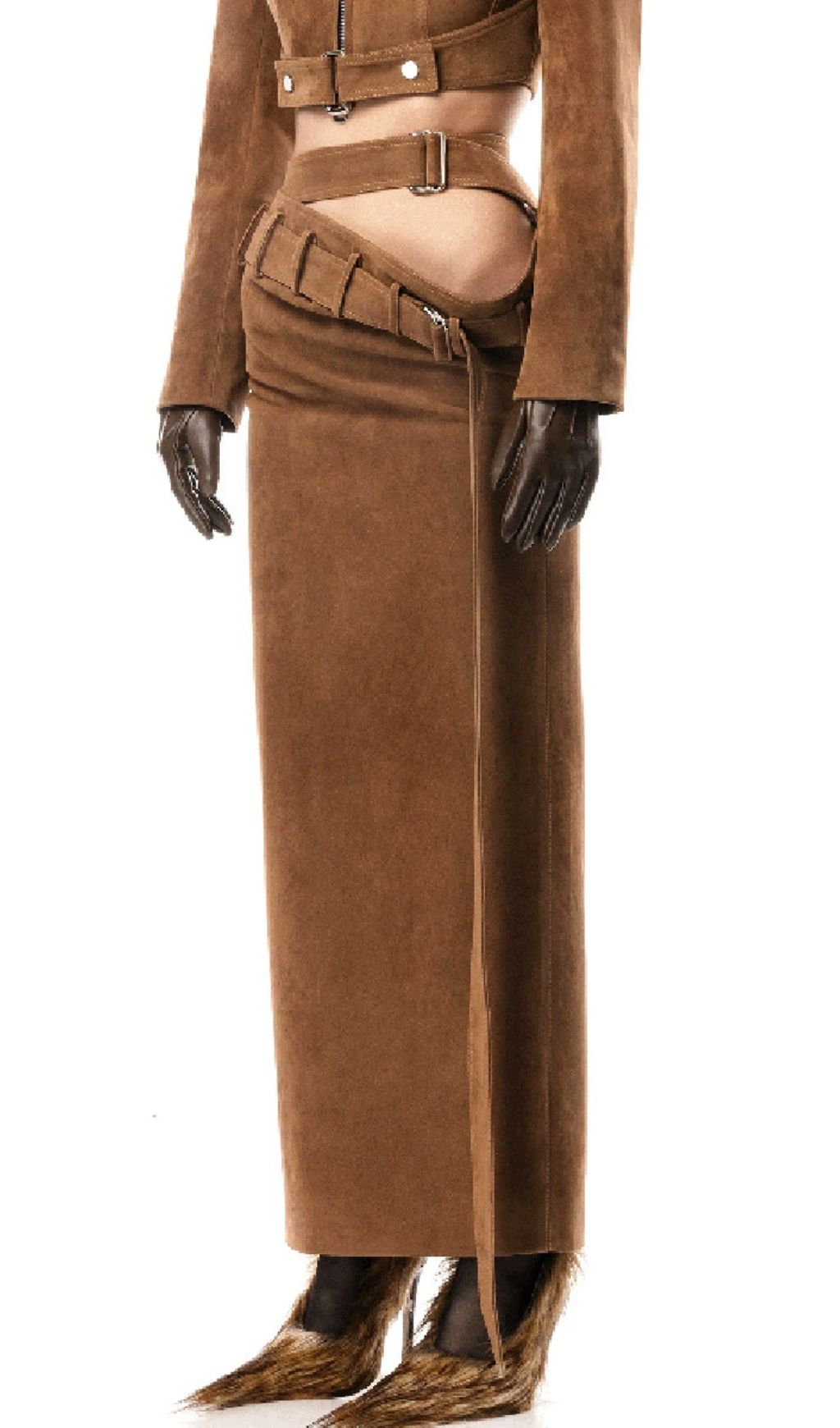 Fashionslee Women Giverny Brown Belt Maxi Skirt