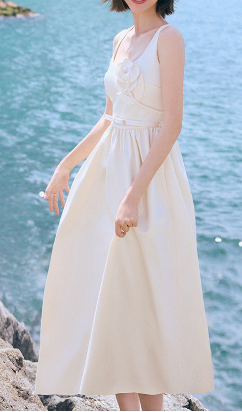 29cf9a77716b306820cb8f832fd21219.jpg Fashionslee Women Hetty Strappy Flower Embellished Midi Dress