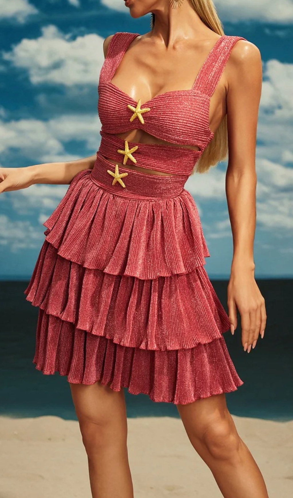 29e3241cf7e015ffc210cb0c08658b64.jpg Fashionslee Women Beroe Starfish Cutout Tiered Mini Dress