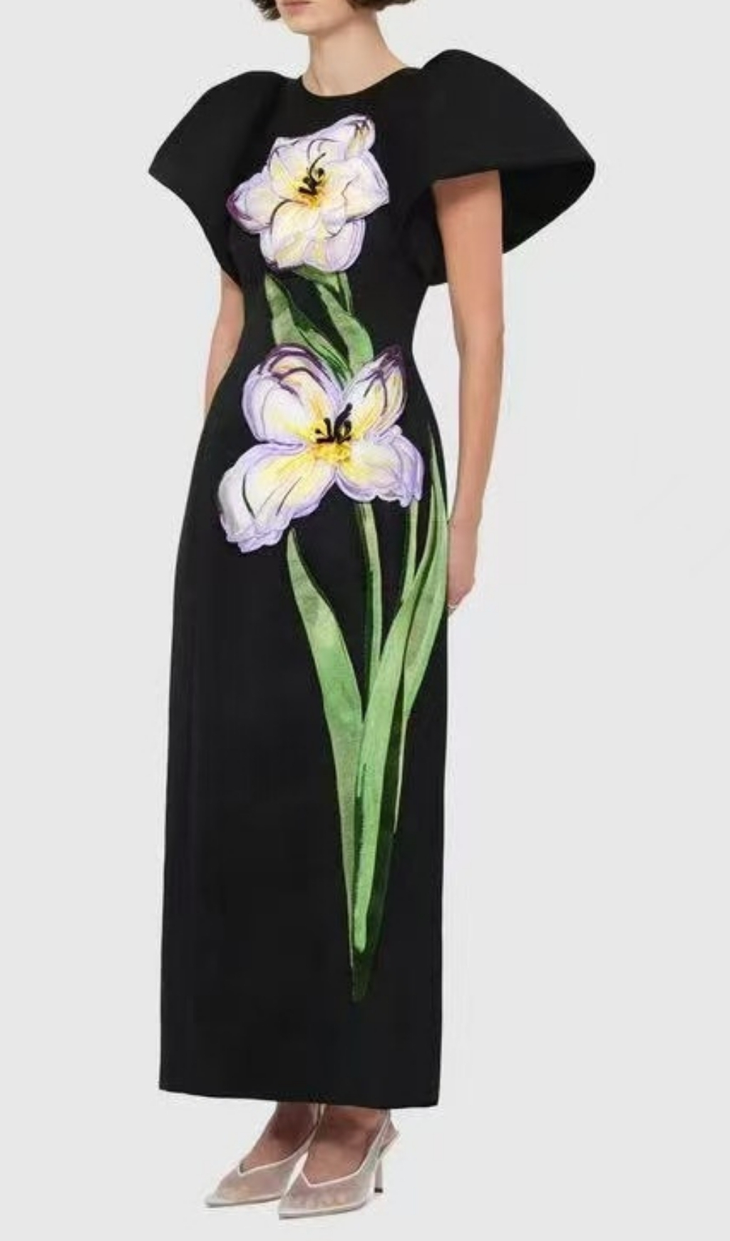 2a1ec33af6b716497462db1f7ca4dce7.jpg Fashionslee Women Eadoin Black Flower Puff Sleeve Maxi Dress