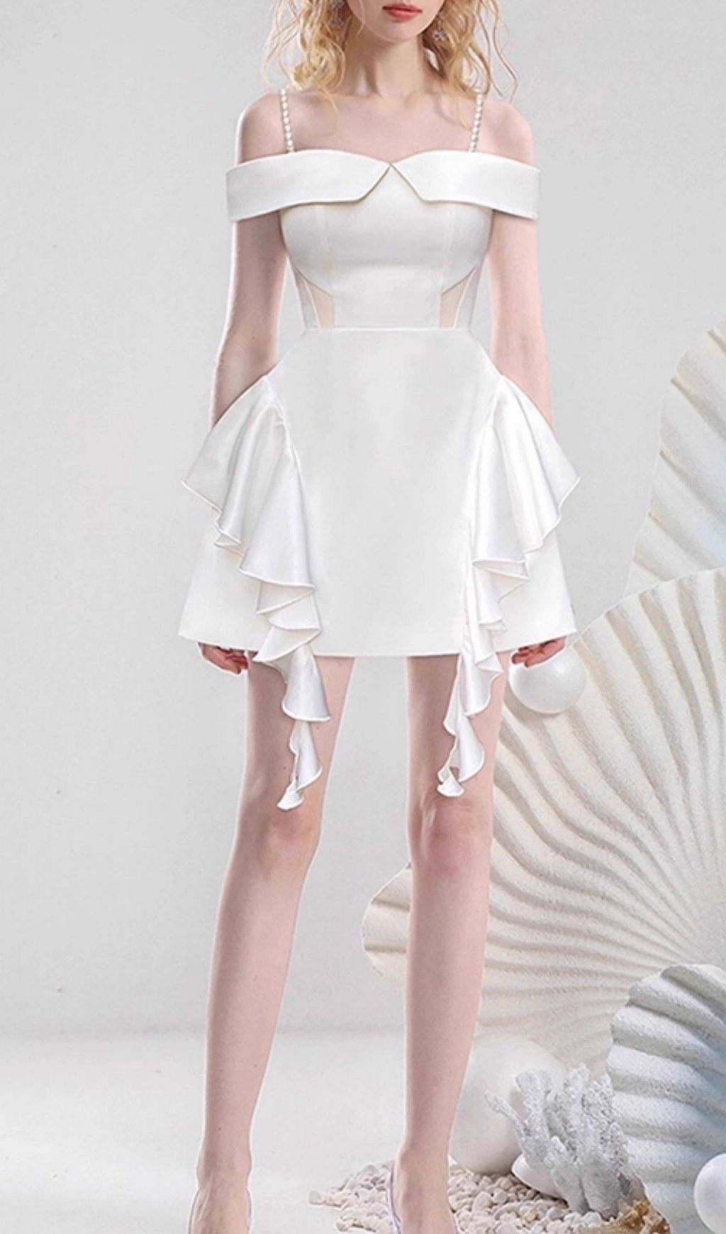 Fashionslee Women Jayleen White Ruffle Mini Dress