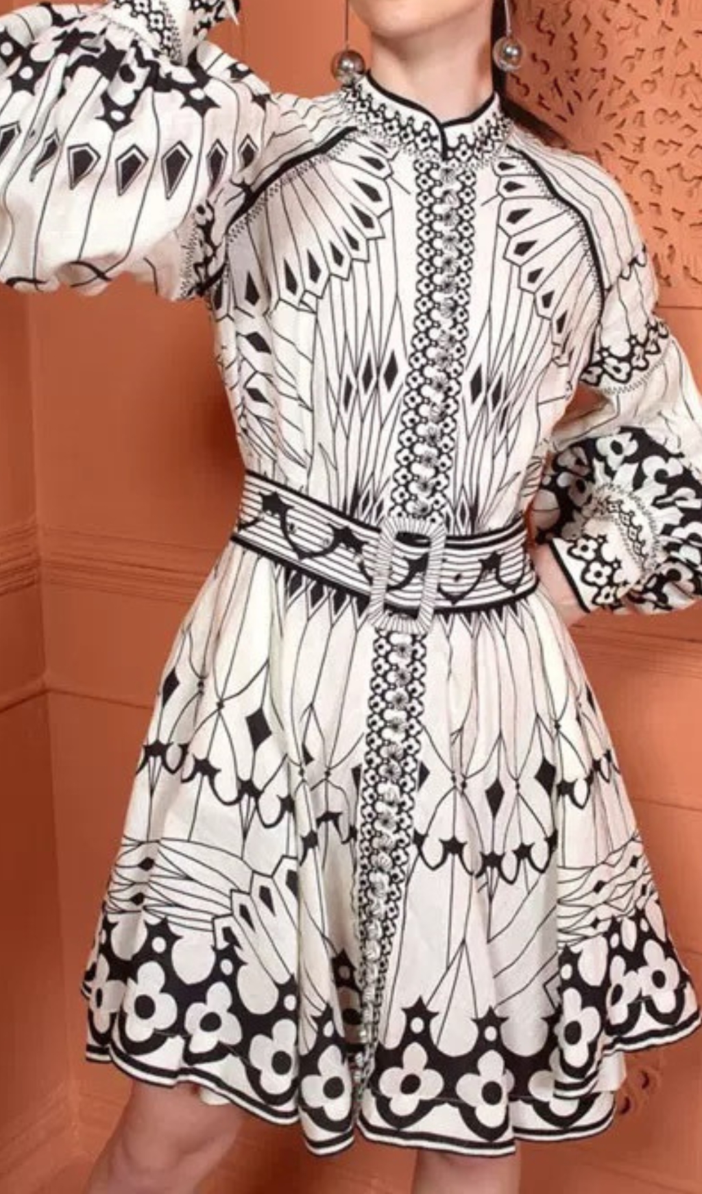 Fashionslee Women Camryn Long Sleeve Printed Mini Dress