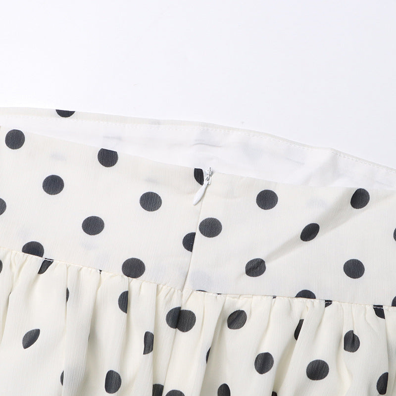 Fashionslee Women Polka Dot Skirt Set In White