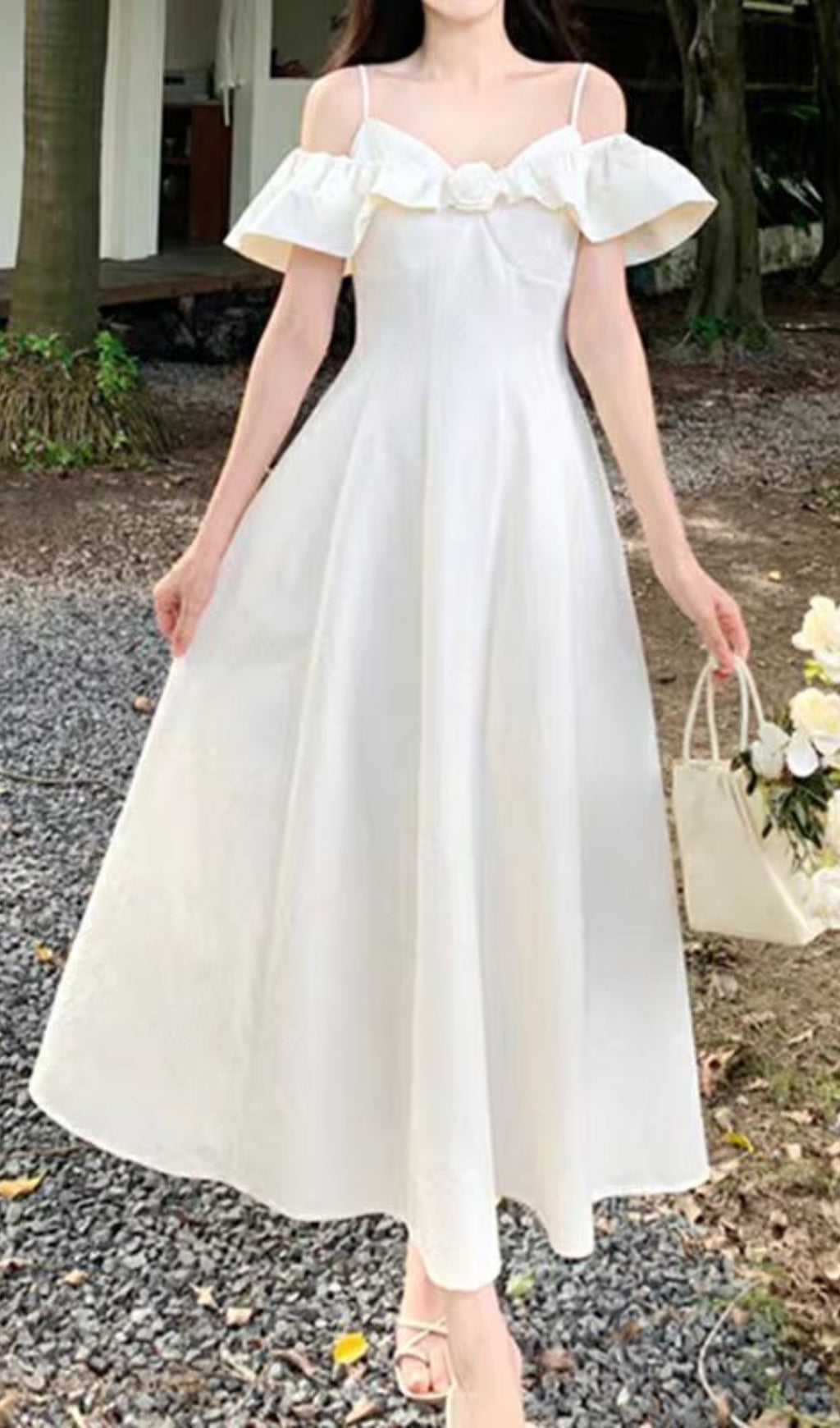 Fashionslee Women Adjustable Collar Strap Midi Dress