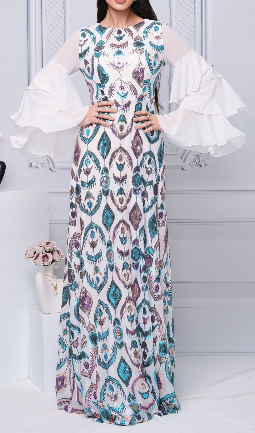 2a8120b282cd3b1ec759133aeeff5c46.jpg Fashionslee Women Damalis Long Sleeve Sequin Maxi Dress