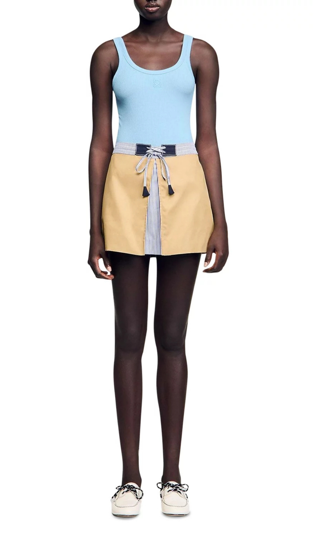 2aa90ef7eb1ae451e1f991c33d2cad34.jpg Fashionslee Women Short Dual Material Skirt