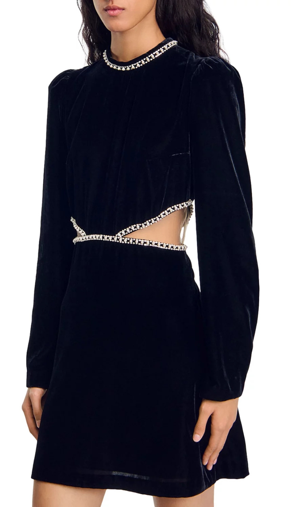 2aff07eed7889755b902155ccf795ebe.jpg Fashionslee Women Maryline Embellished Velvet Mini Dress