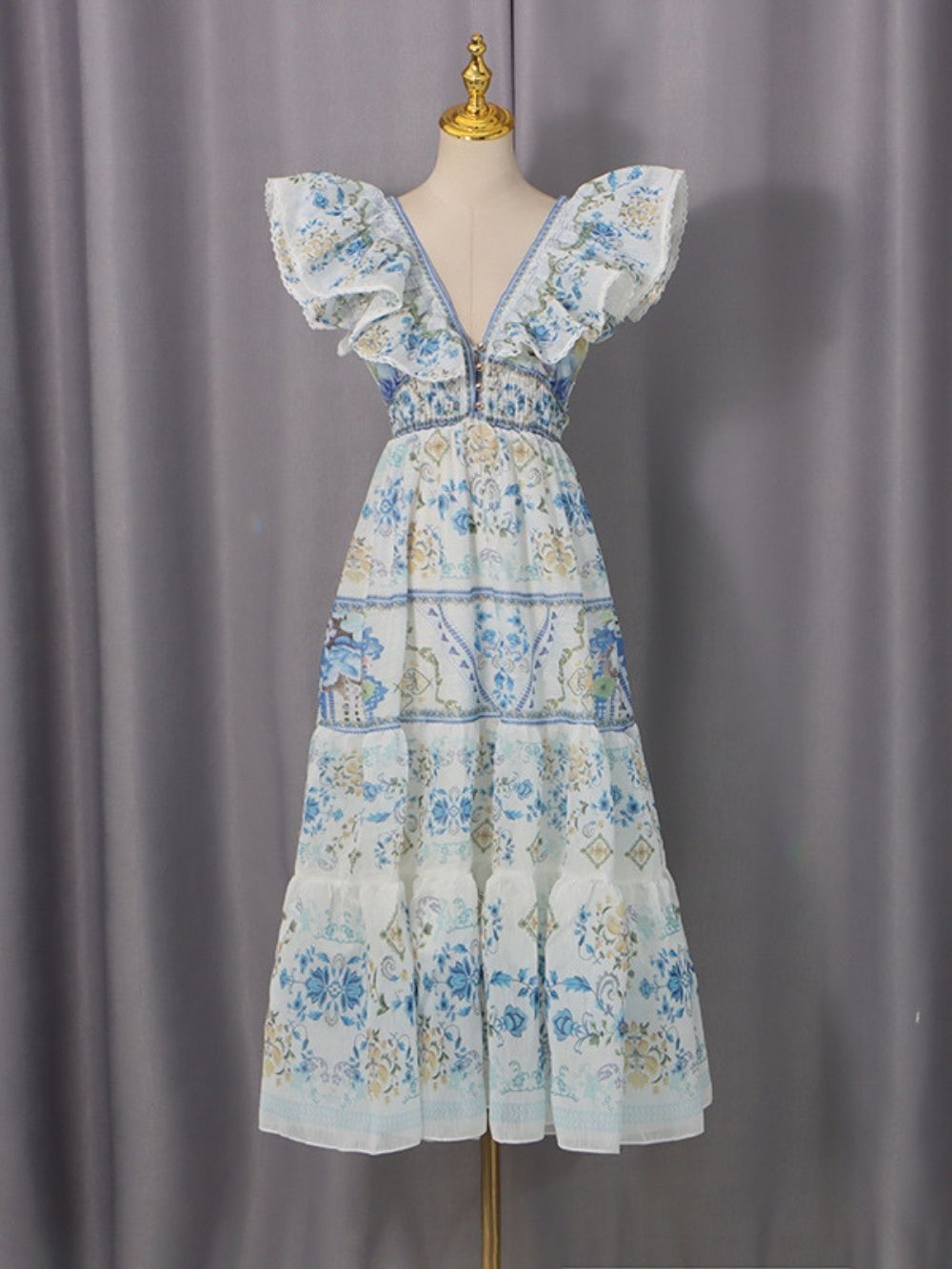 Harding V-Neck Printed Midii Dress - OWNCI Harding V-Neck Printed Midii Dress - OWNCI