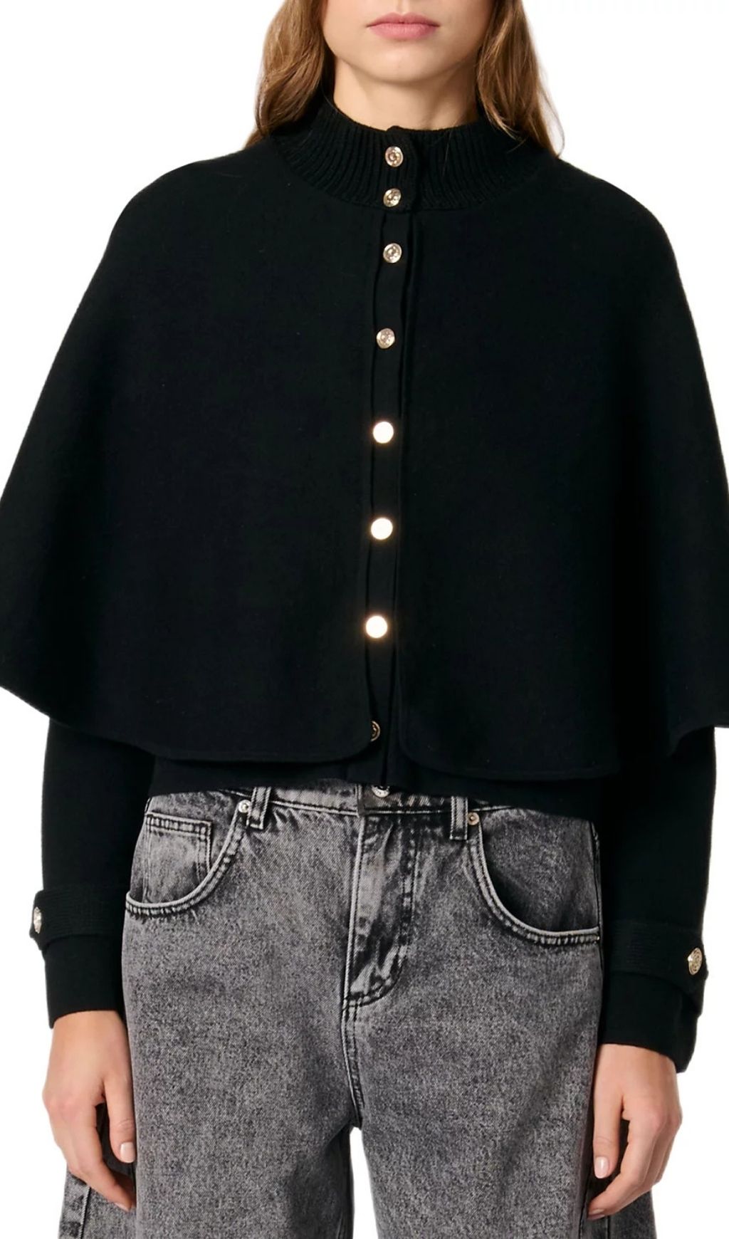 TRENDING CAPE CARDIGAN IN MUST-HAVE BLACK - OWNCI