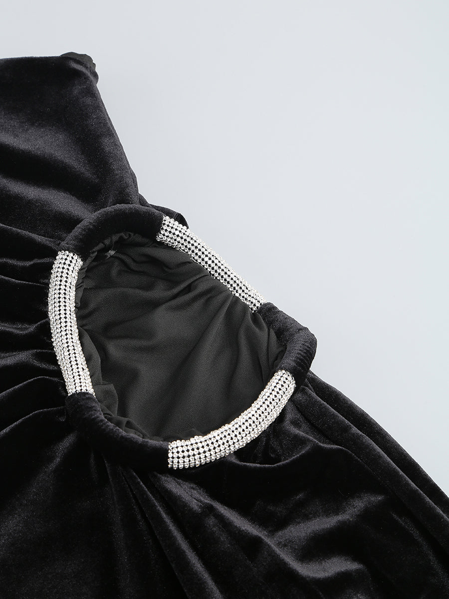 Fashionslee Women Abiba Black Hollowout Slit Maxi Dress