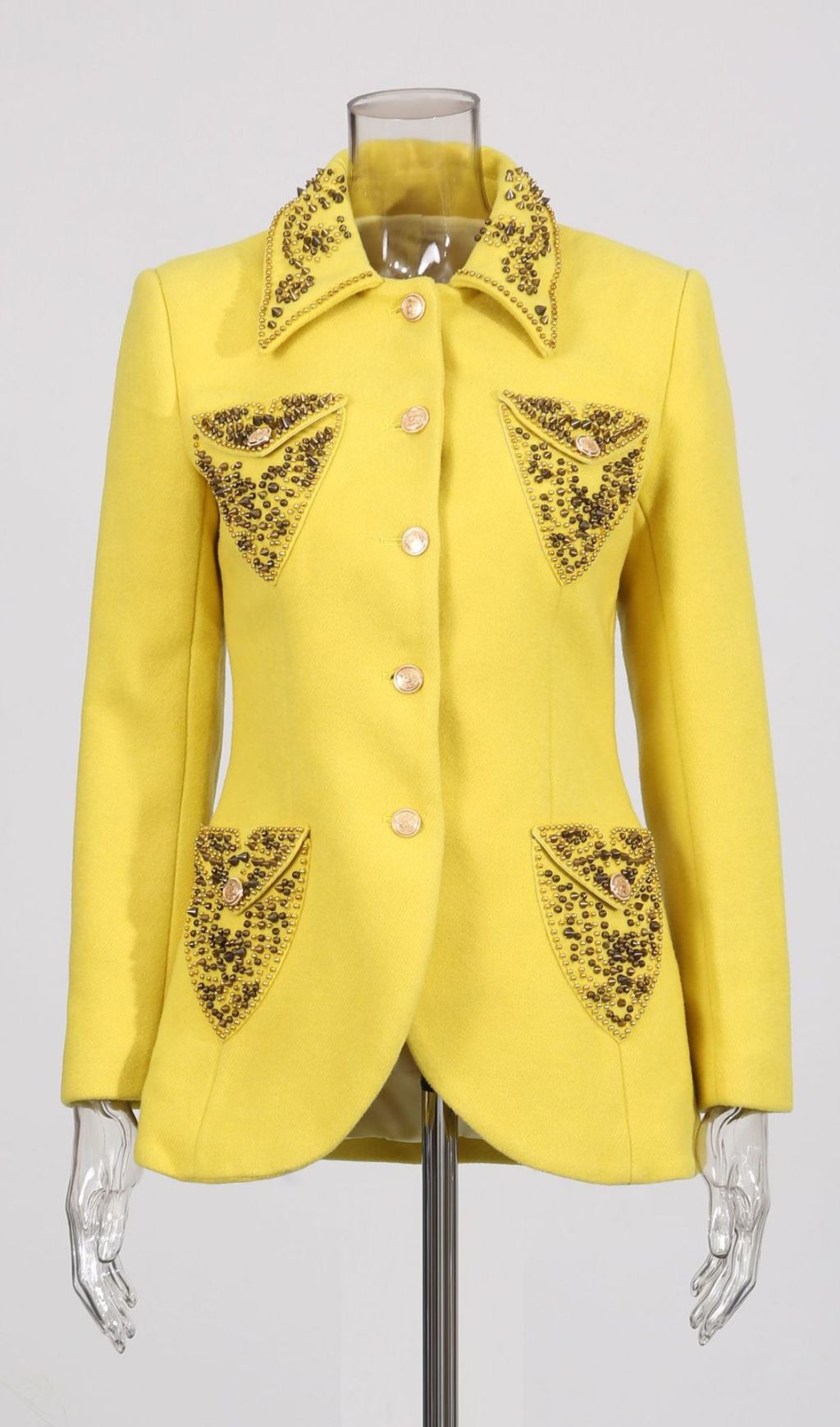 2b7d5eefb5ed2a9ea4497b6d7188b453.jpg Fashionslee Women Howie Yellow Embellished Blazer
