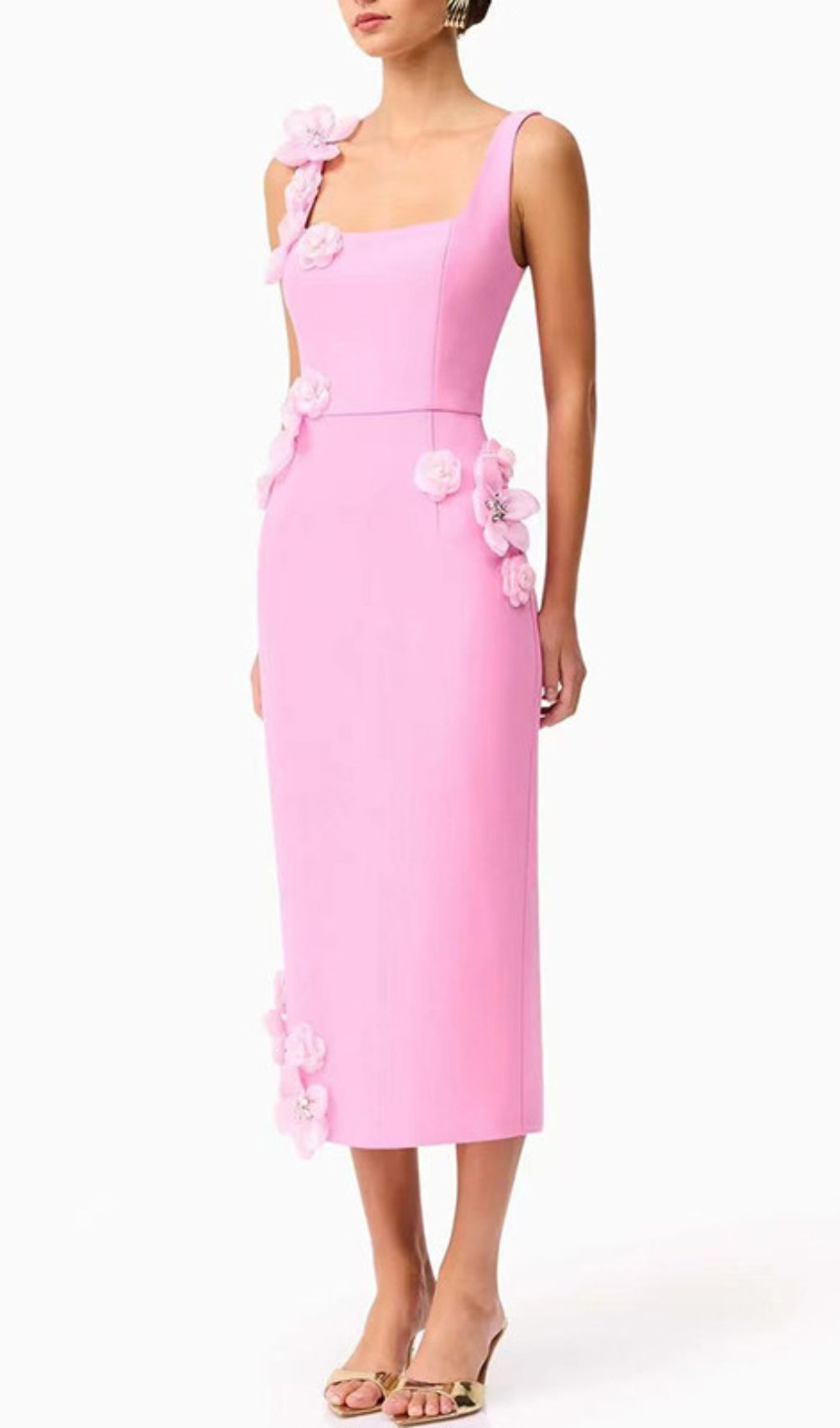 2bab9d579587cdede90fd8de7be56b00.jpg Fashionslee Women Harper Pink Flower Embellished Midi Dress