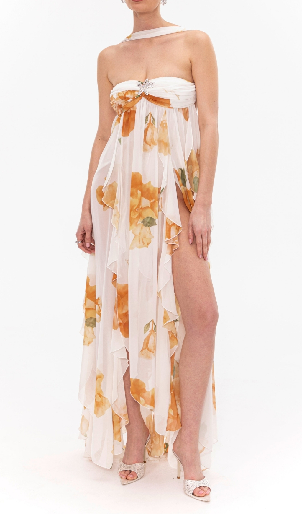 Fashionslee Women Emely Floral Printed Backless Maxi Dress