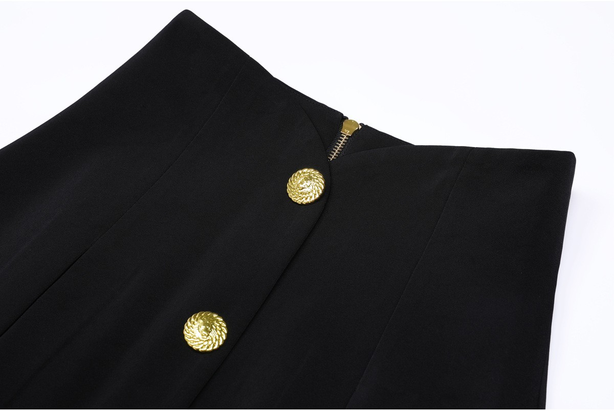 2beb273552867e5ce9f6f6f30a8a56f3.jpg Fashionslee Women Hedda Black Button Mini Skirt