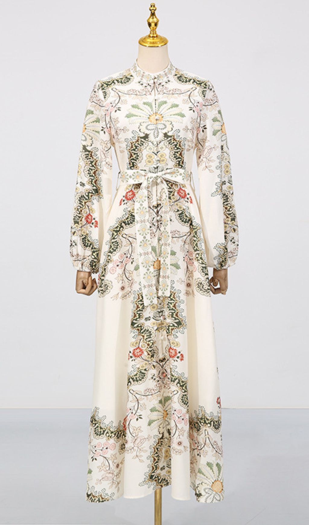 Fashionslee Women Fawzia Flower Printed Long Sleeve Maxi Dress