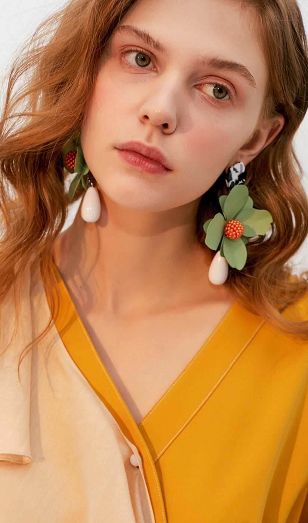 Fashionslee Women Adil Green Large Hoop Flower Plastic Earrings