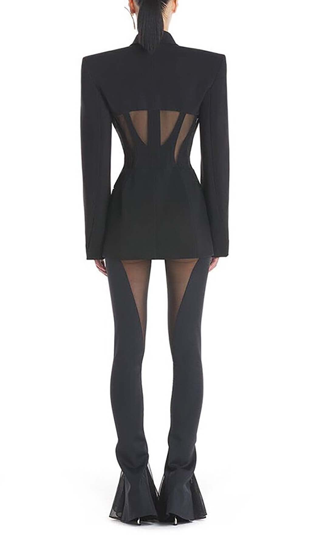 Fashionslee Women Paneled Perspective Blazer In Black