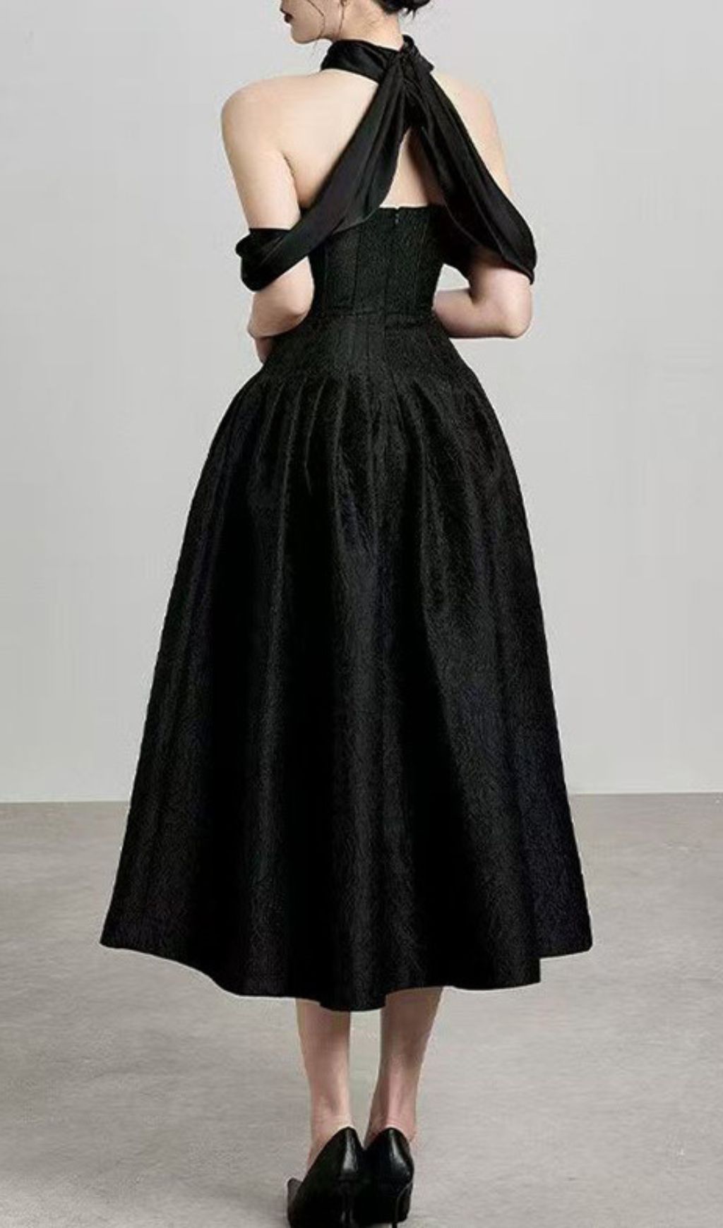 Fashionslee Women Jela Black Corset Midi Dress