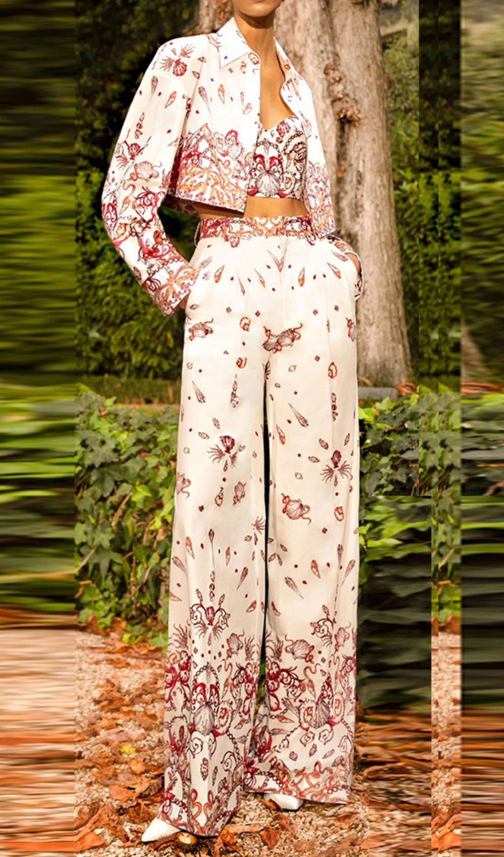 Fashionslee Women Camira Printed Blazer Three-Piece Set