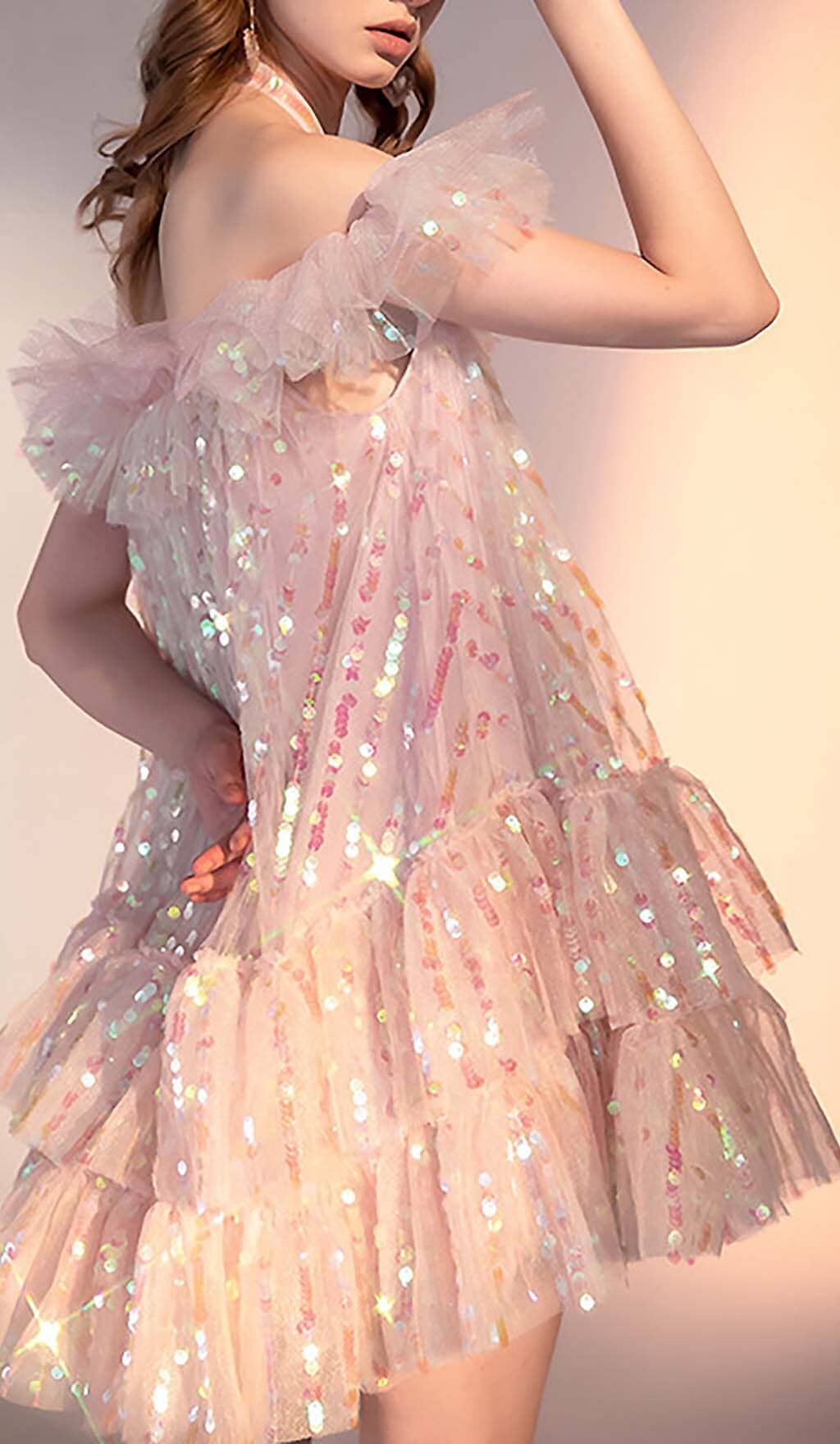 2c52cbadd63f34b8bbe26659186f7ef0.jpeg Fashionslee Women Halter Sequins Mini Dress In Pink