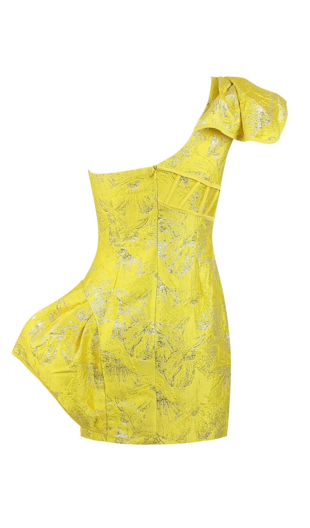 2c65767465de29818c91642802f49bc1.jpeg Fashionslee Women Jacquard One Shoulder Mini Dress In Yellow