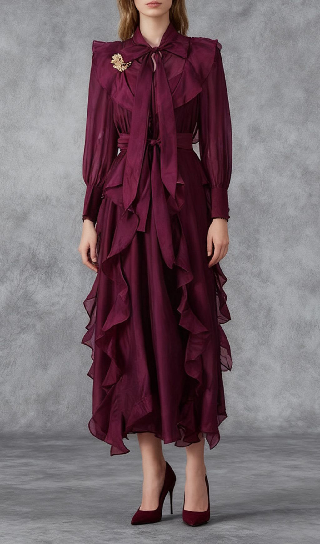 Fashionslee Women Isono Purple Long Sleeve Maxi Dress