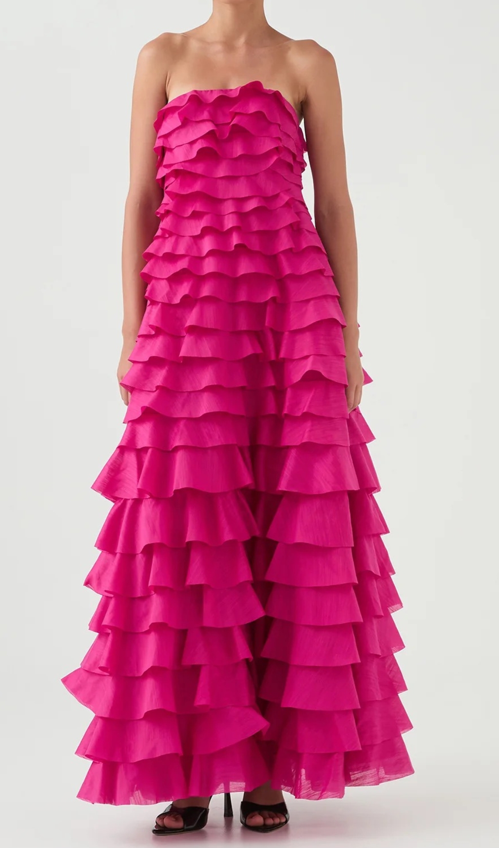 Fashionslee Women Dasani Pink Strapless Layered Maxi Dress