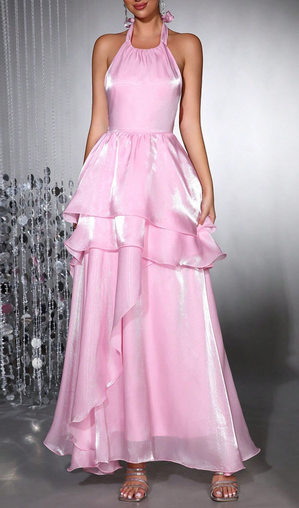 2c96b198250b544fe029f021ef50cc56.jpg Fashionslee Women Haloke Pink Halter Maxi Dress