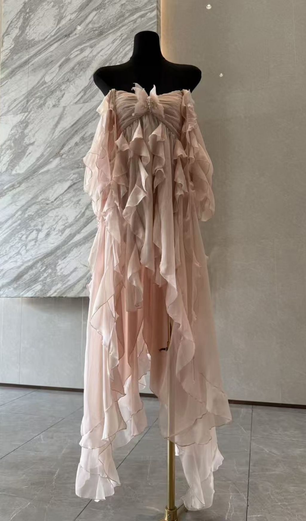 2cc46dbfd2f6c823b8ab235ae7e135c8.jpg Fashionslee Women Komali Pink Halter Butterfly Ruffle Maxi Dress