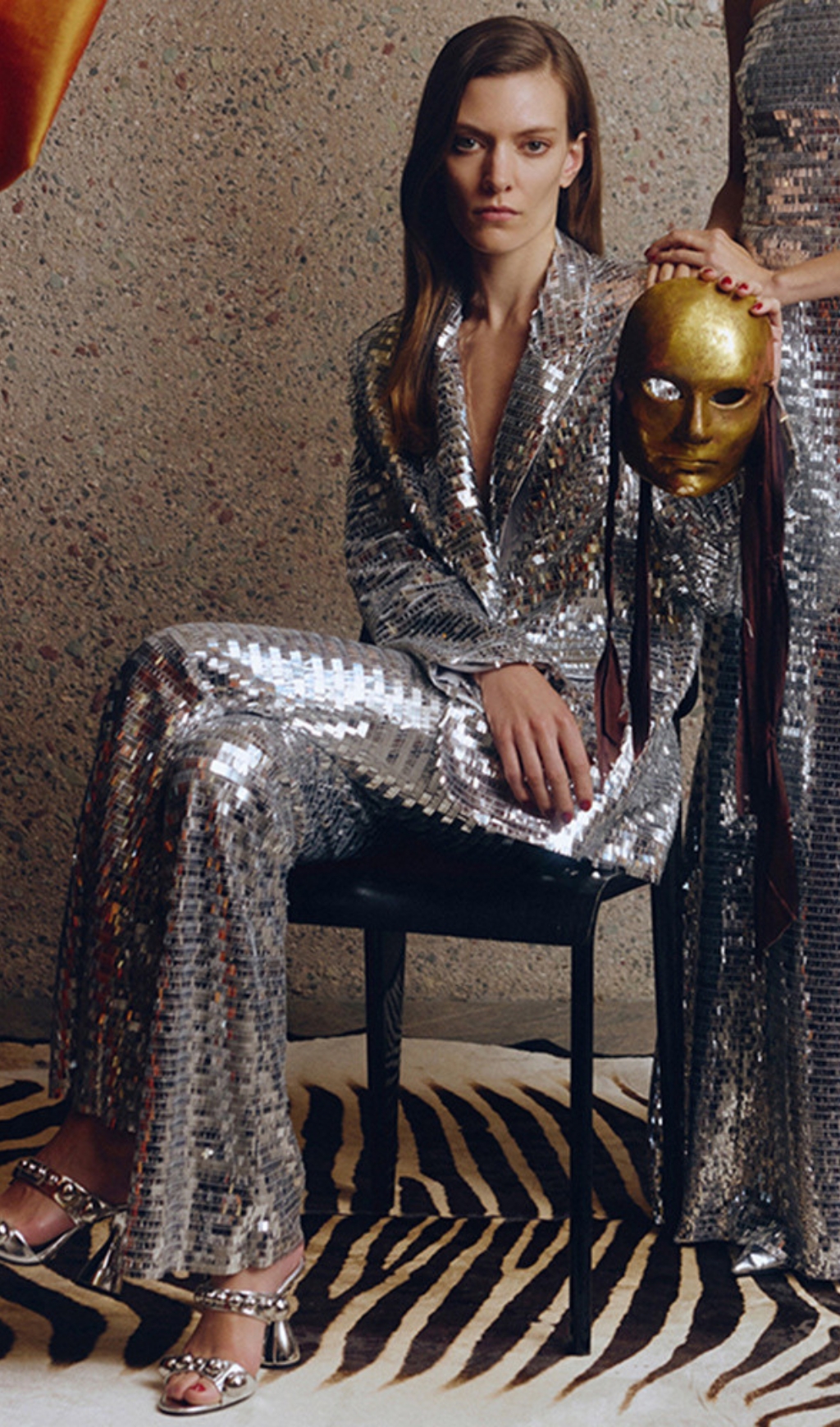 2cf7010169854b93b81b4dc72dc79da3.jpg Fashionslee Women Divna Silver Sequin Blazer & Pants Set