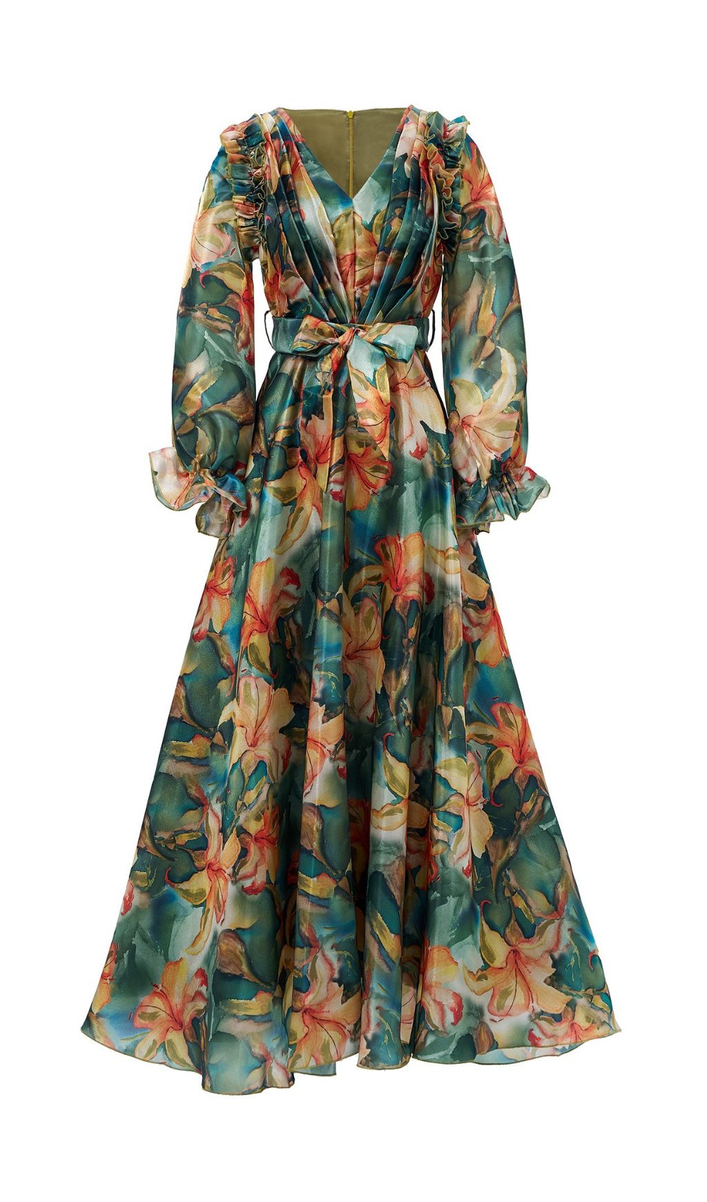 Fashionslee Women Fenicia Green Floral Printed Maxi Dress