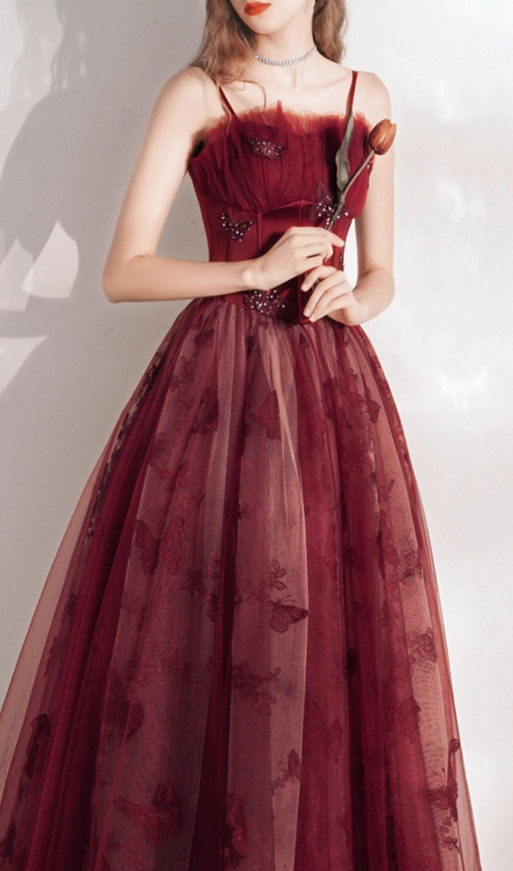2d67bd1b3e88fe009533a41ce6a0e580.png Fashionslee Women Harriet Red Butterfly Corset Mesh Maxi Dress