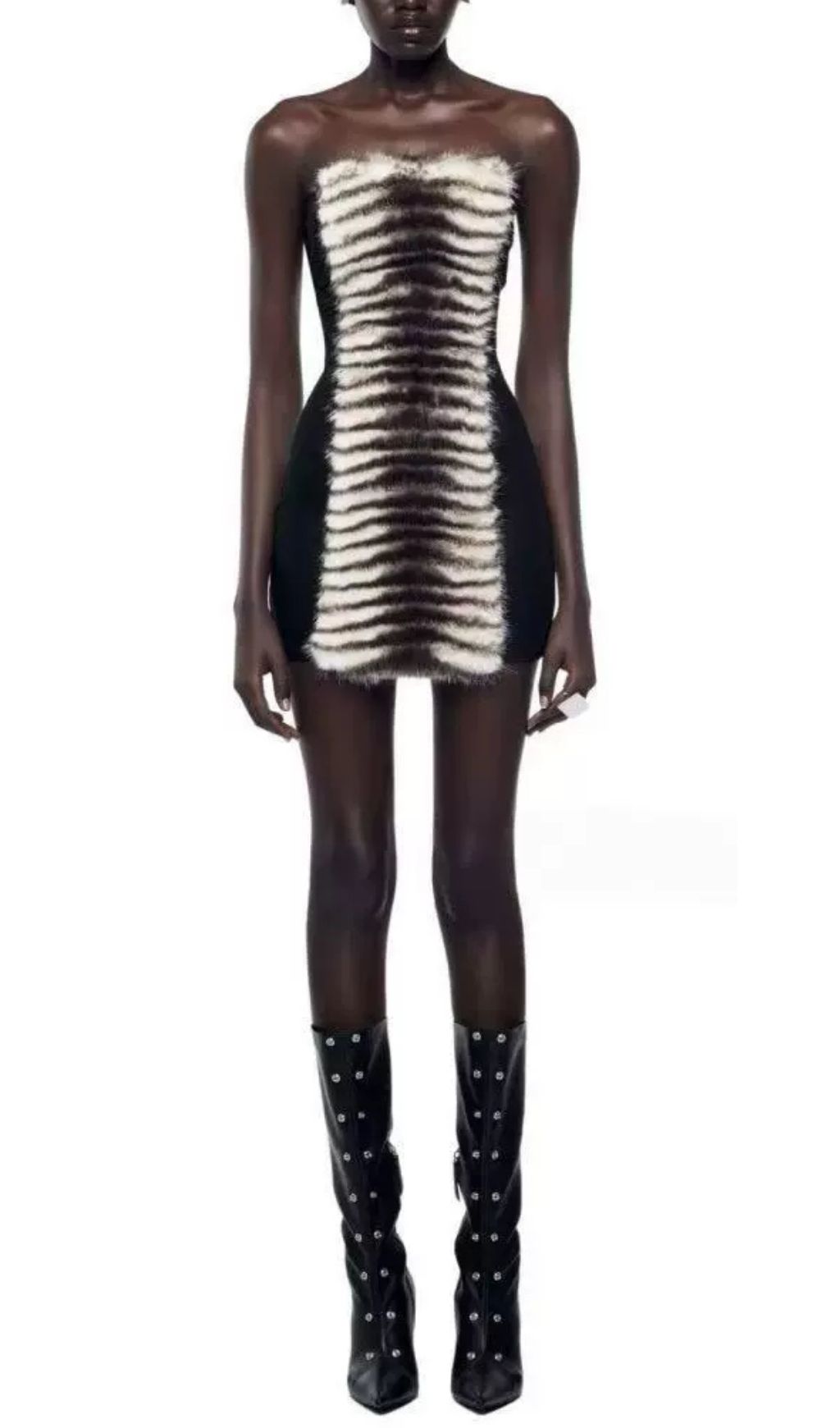 Fashionslee Women Intan Strapless Faux Fur Mini Dress