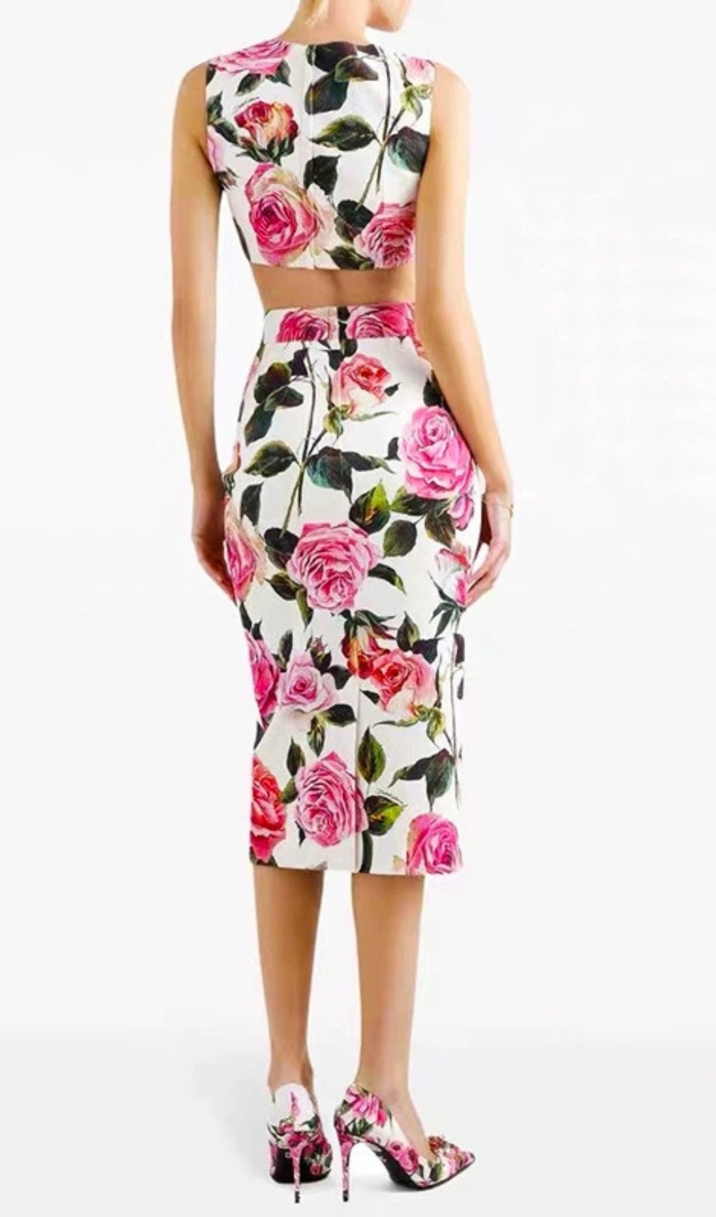 Fashionslee Women Geo Flower Printed Two-Piece Set
