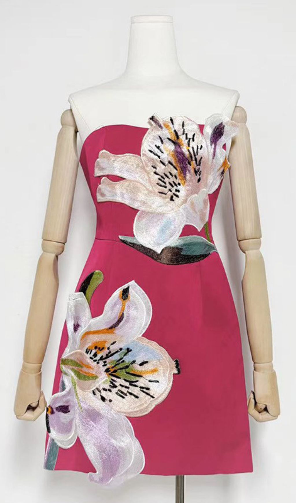 2dec5a2d8e87c10505c4f5ee2a8ebb07.jpg Fashionslee Women Huy Rose Red Strapless Flower Mini Dress